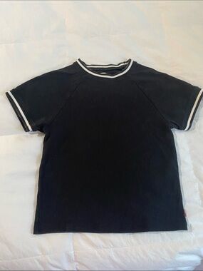 Levi's Black Short-Sleeve Cotton Tee with White Trim